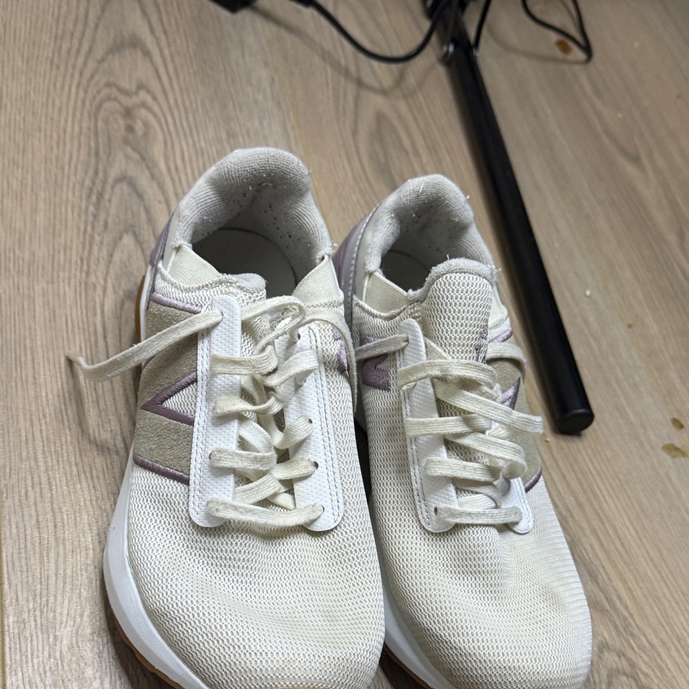 New Balance Cream and Purple Sneakers